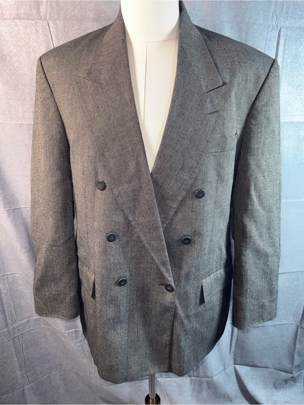 2257-Vintage Haggar Double-Breasted Charcoal Gray Blazer
